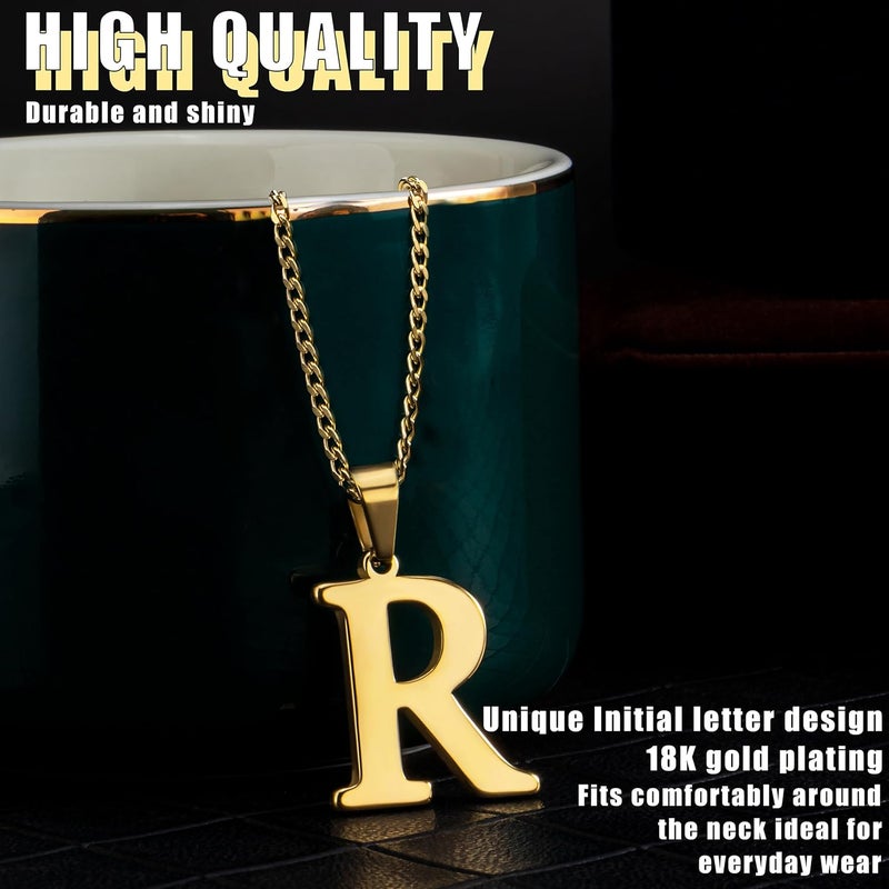 Suweibuke Initial Necklace for Men Women Boys Girls, 18K Gold Plated 26 Letters Pendant Necklace, Personalized Jewelry Gifts - Image 1